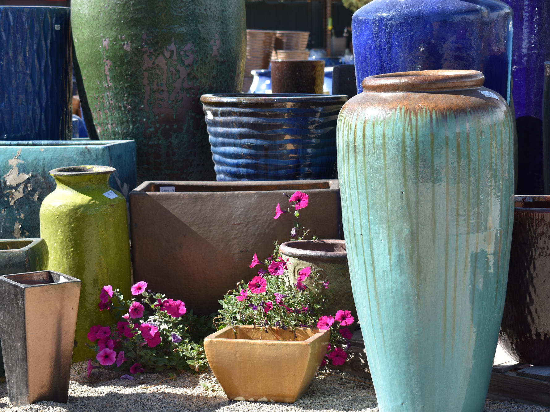 A collection of pottery at Botanicals Sandy retail location